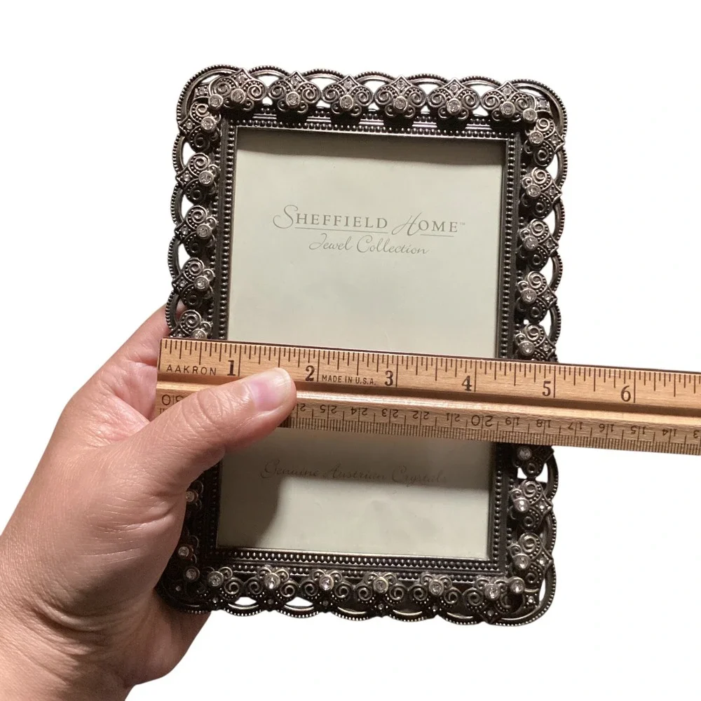 Sheffield Home Jewel Collection 4x6 Photo Frame Austrian Crystals Ornate Metal